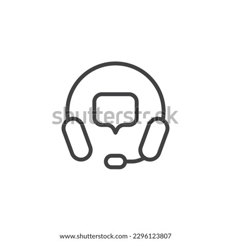 Customer service line icon. Speech bubble and headset linear style sign for mobile concept and web design. Support service outline vector icon. Symbol, logo illustration. Vector graphics