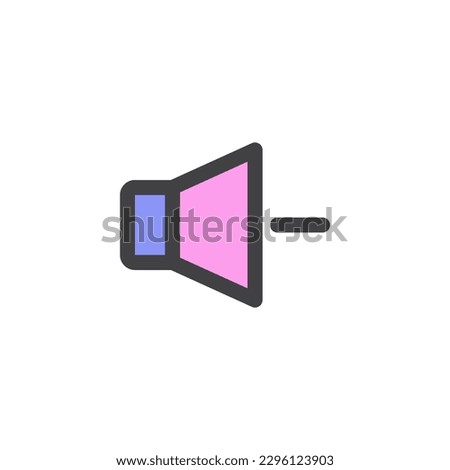 Volume down button filled outline icon, line vector sign, linear colorful pictogram isolated on white. Symbol, logo illustration. Vector graphics