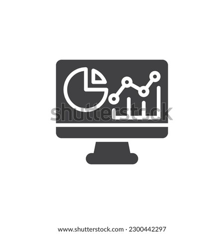 Business analytics vector icon. Monitor with business chart filled flat sign for mobile concept and web design. Online analytics diagram glyph icon. Symbol, logo illustration. Vector graphics
