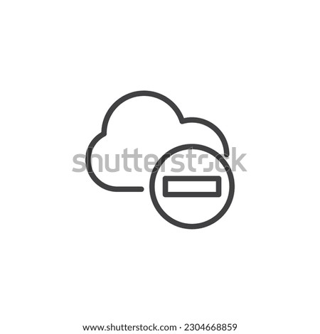 Cloud delete line icon. linear style sign for mobile concept and web design. Cloud and minus outline vector icon. Symbol, logo illustration. Vector graphics