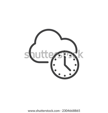 Cloud storage time line icon. linear style sign for mobile concept and web design. Cloud and clock outline vector icon. Symbol, logo illustration. Vector graphics