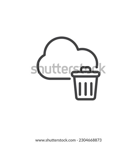 Cloud delete line icon. linear style sign for mobile concept and web design. Cloud and trash bin outline vector icon. Symbol, logo illustration. Vector graphics