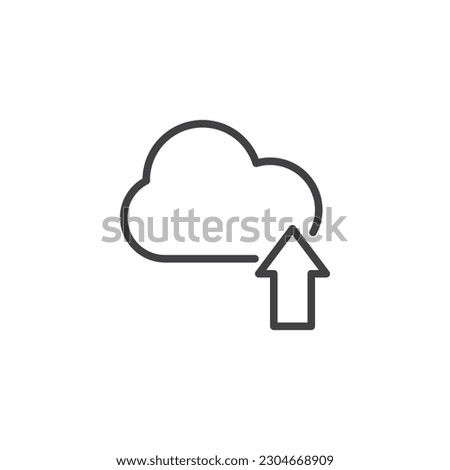Cloud upload line icon. linear style sign for mobile concept and web design. Cloud and arrow up outline vector icon. Symbol, logo illustration. Vector graphics