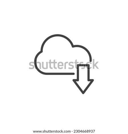 Cloud download line icon. linear style sign for mobile concept and web design. Cloud and arrow down outline vector icon. Symbol, logo illustration. Vector graphics