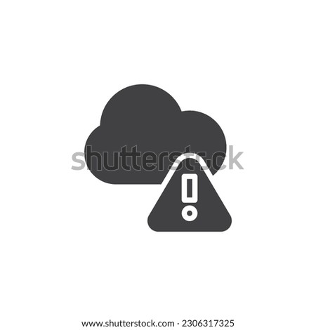 Cloud error vector icon. filled flat sign for mobile concept and web design. Cloud and warning sign glyph icon. Symbol, logo illustration. Vector graphics