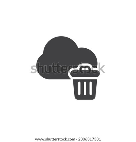 Cloud delete vector icon. filled flat sign for mobile concept and web design. Cloud and trash bin glyph icon. Symbol, logo illustration. Vector graphics
