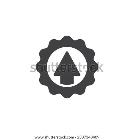 Improvement badge vector icon. filled flat sign for mobile concept and web design. Label with arrow glyph icon. Symbol, logo illustration. Vector graphics