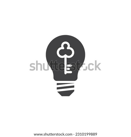 Key to success vector icon. Lightbulb with key filled flat sign for mobile concept and web design. Creative idea glyph icon. Symbol, logo illustration. Vector graphics