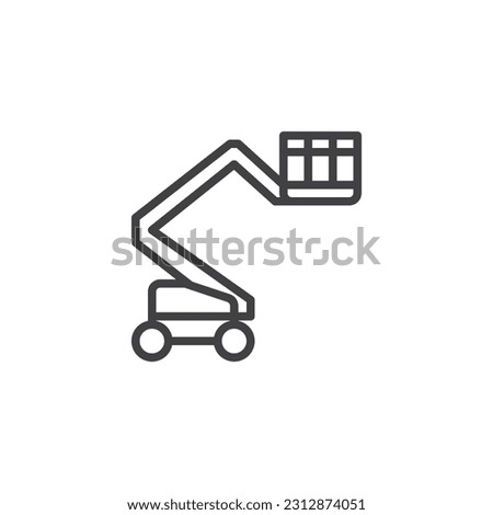 Cherry picker line icon. linear style sign for mobile concept and web design. Lifting platform outline vector icon. Symbol, logo illustration. Vector graphics