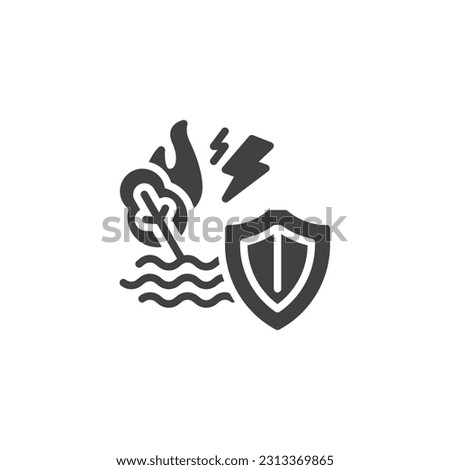 Natural disaster insurance vector icon. filled flat sign for mobile concept and web design. Flood insurance glyph icon. Symbol, logo illustration. Vector graphics