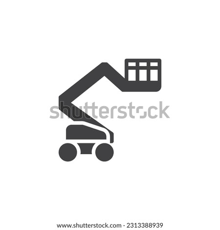 Cherry picker vector icon. filled flat sign for mobile concept and web design. Lifting platform glyph icon. Symbol, logo illustration. Vector graphics