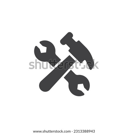 Repair service vector icon. filled flat sign for mobile concept and web design. Hammer and wrench tool glyph icon. Symbol, logo illustration. Vector graphics