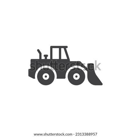 Wheel loader vector icon. filled flat sign for mobile concept and web design. Tractor loader glyph icon. Symbol, logo illustration. Vector graphics