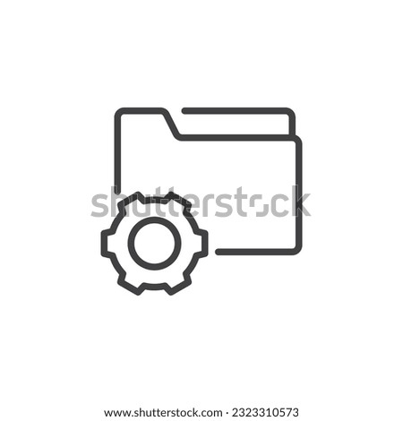 Document project line icon. Folder and gear linear style sign for mobile concept and web design. Folder setting outline vector icon. Symbol, logo illustration. Vector graphics