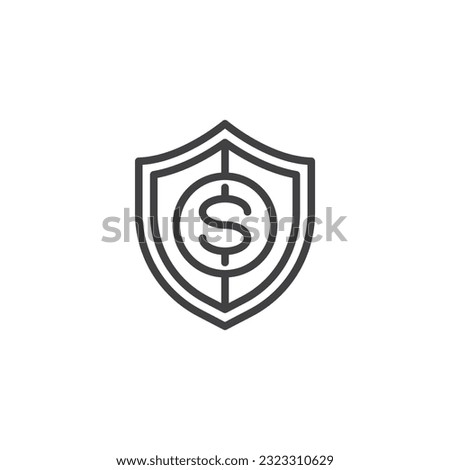 Financial protection line icon. linear style sign for mobile concept and web design. Shield with money outline vector icon. Symbol, logo illustration. Vector graphics