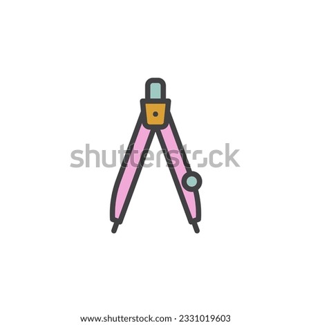 School compass filled outline icon, line vector sign, linear colorful pictogram isolated on white. Symbol, logo illustration. Vector graphics