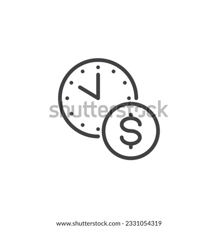 Time is money line icon. linear style sign for mobile concept and web design. Money clock outline vector icon. Symbol, logo illustration. Vector graphics