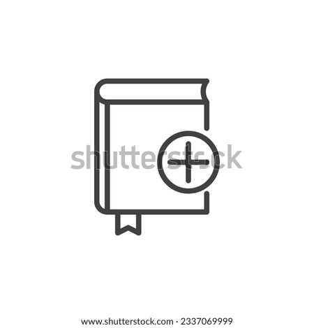 Add book line icon. linear style sign for mobile concept and web design. Book with plus outline vector icon. Symbol, logo illustration. Vector graphics