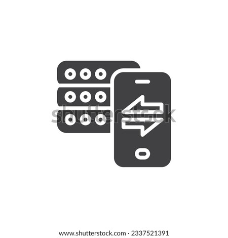 Phone data sync vector icon. Cell Phone database filled flat sign for mobile concept and web design. Mobile data transfer glyph icon. Symbol, logo illustration. Vector graphics
