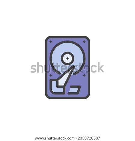 Hard disk filled outline icon, line vector sign, linear colorful pictogram isolated on white. Symbol, logo illustration. Vector graphics