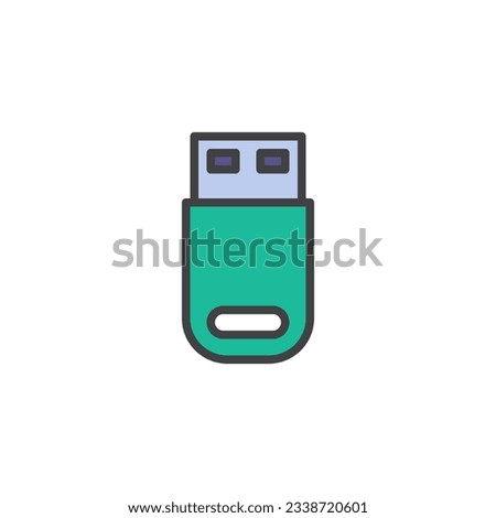 USB flash drive filled outline icon, line vector sign, linear colorful pictogram isolated on white. Symbol, logo illustration. Vector graphics
