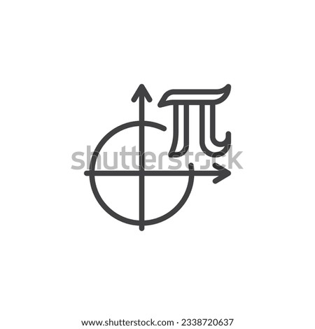 Diameter, Radius line icon. linear style sign for mobile concept and web design. Math circle pi outline vector icon. Symbol, logo illustration. Vector graphics