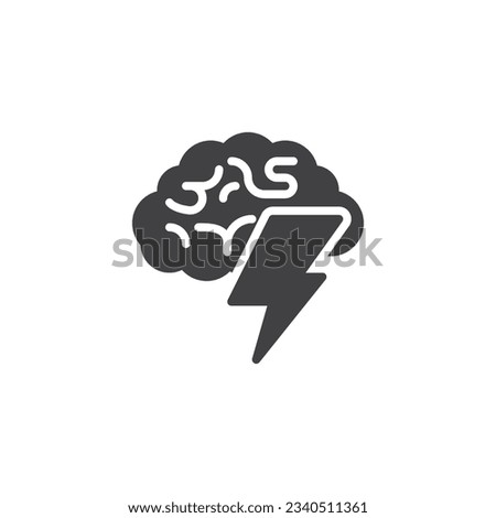 Brainstorming vector icon. Brain and storm lightning filled flat sign for mobile concept and web design. Brain power glyph icon. Symbol, logo illustration. Vector graphics