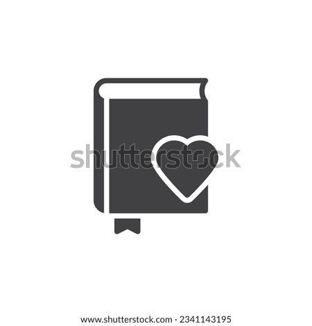 Romance book vector icon. filled flat sign for mobile concept and web design. Book with heart  glyph icon. Symbol, logo illustration. Vector graphics