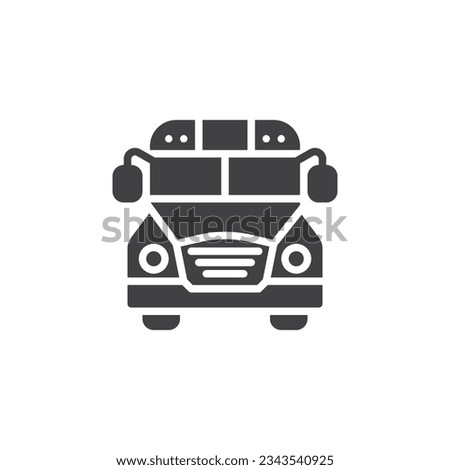 School bus front view vector icon. filled flat sign for mobile concept and web design. School bus glyph icon. Symbol, logo illustration. Vector graphics