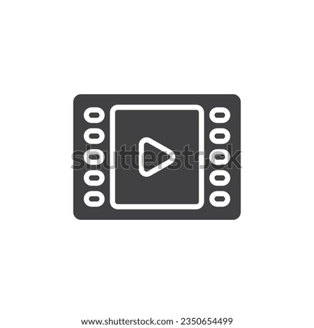 Cinema play vector icon. filled flat sign for mobile concept and web design. Film strip play glyph icon. Symbol, logo illustration. Vector graphics