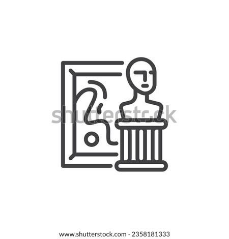 Museum exhibit line icon. linear style sign for mobile concept and web design. Statue exhibit outline vector icon. Symbol, logo illustration. Vector graphics