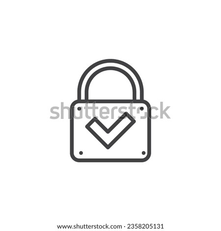 Cyber security line icon. Complete protection linear style sign for mobile concept and web design. Lock with check mark outline vector icon. Symbol, logo illustration. Vector graphics