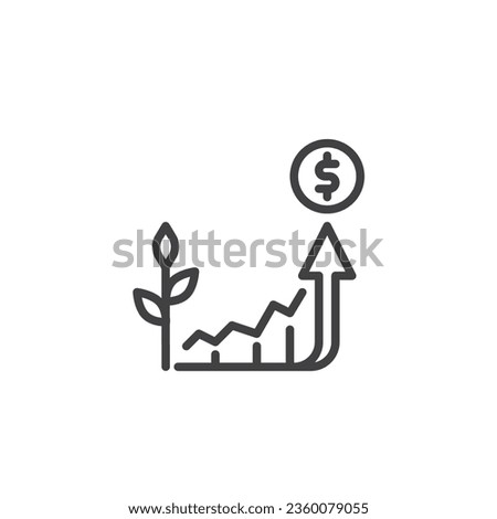 Crop yield line icon. linear style sign for mobile concept and web design. Grain crops price graph outline vector icon. Agricultural business symbol, logo illustration. Vector graphics