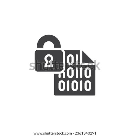 Data encryption vector icon. filled flat sign for mobile concept and web design. Encryption code and lock glyph icon. Symbol, logo illustration. Vector graphics