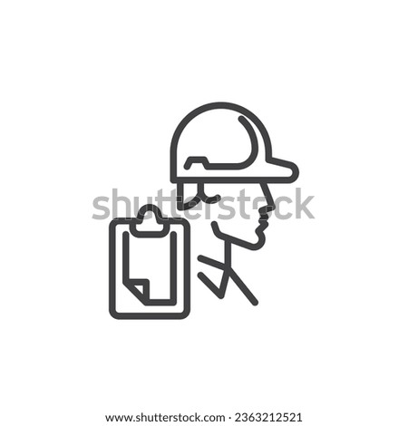 Safety Coordinator line icon. Engineer and paper clipboard linear style sign for mobile concept and web design. Job Description outline vector icon. Symbol, logo illustration. Vector graphics