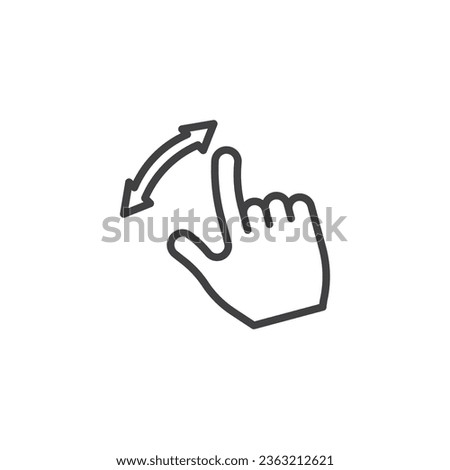 Zoom In gesture line icon. linear style sign for mobile concept and web design. Zoom In gesture outline vector icon. Symbol, logo illustration. Vector graphics