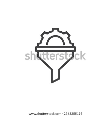Conversion rate optimization line icon. linear style sign for mobile concept and web design. Gear and funnel outline vector icon. Symbol, logo illustration. Vector graphics