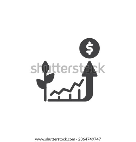 Grain crops price graph vector icon. filled flat sign for mobile concept and web design. Crop yield glyph icon. Agricultural business symbol, logo illustration. Vector graphics