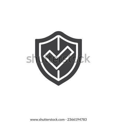 Shield with check mark vector icon. filled flat sign for mobile concept and web design. Protection shield glyph icon. Insurance symbol, logo illustration. Vector graphics