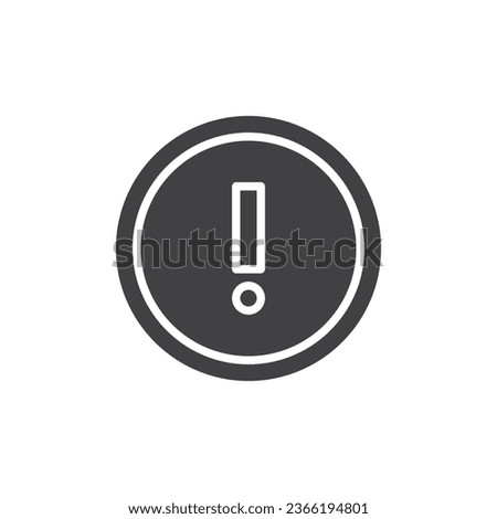 Exclamation mark inside a circle vector icon. Alert, risk filled flat sign for mobile concept and web design. Caution, warning glyph icon. Symbol, logo illustration. Vector graphics