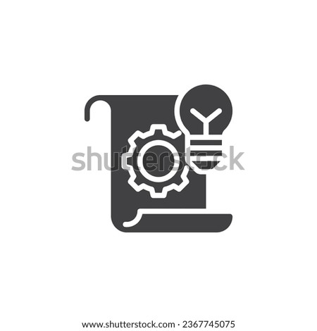 Creative planning vector icon. Cogwheel and lamp filled flat sign for mobile concept and web design. Prototyping and development glyph icon. Symbol, logo illustration. Vector graphics