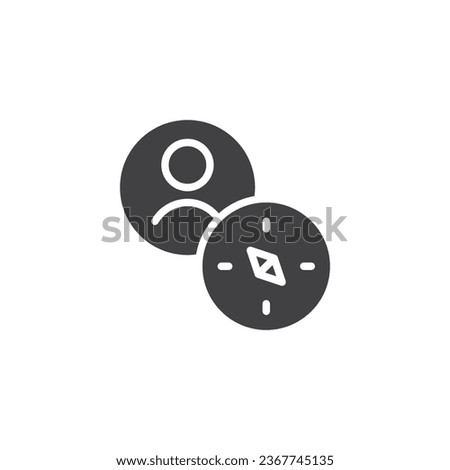 Job orientation vector icon. Person and compass filled flat sign for mobile concept and web design. job orientation glyph icon. Symbol, logo illustration. Vector graphics