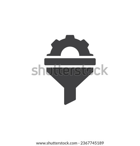 Conversion rate optimization vector icon. filled flat sign for mobile concept and web design. Gear and funnel glyph icon. Symbol, logo illustration. Vector graphics