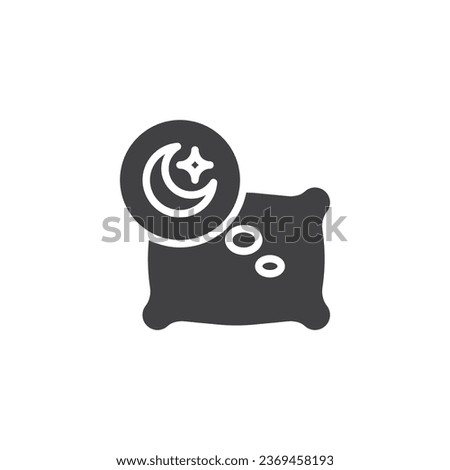 Pillow and moon vector icon. filled flat sign for mobile concept and web design. Healthy sleep glyph icon. Symbol, logo illustration. Vector graphics