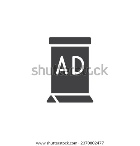 AD banner vector icon. filled flat sign for mobile concept and web design. Advertising banner glyph icon. Symbol, logo illustration. Vector graphics