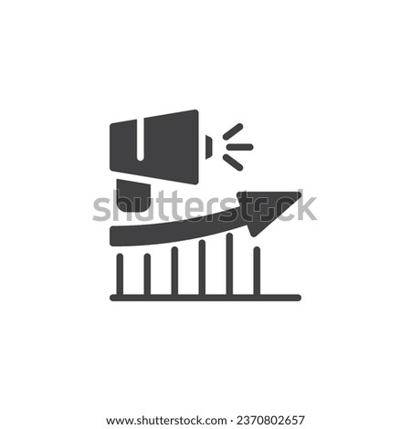 Advertising performance vector icon. Bar chart and megaphone filled flat sign for mobile concept and web design. Ad Performance glyph icon. Symbol, logo illustration. Vector graphics