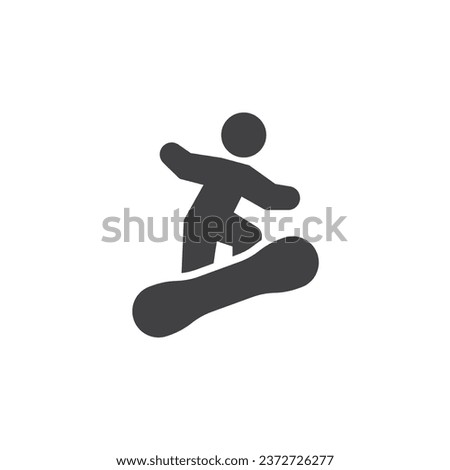 Snowboarding sport vector icon. filled flat sign for mobile concept and web design. Snowboarder riding board glyph icon. Symbol, logo illustration. Vector graphics