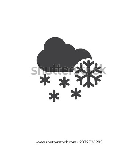 Snowy weather vector icon. Cloud and snowflakes filled flat sign for mobile concept and web design. Snow Forecast glyph icon. Winter Symbol, logo illustration. Vector graphics