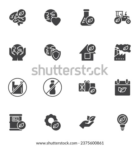 Ecology vector icons set, modern solid symbol collection, filled style pictogram pack. Signs, logo illustration. Set includes icons as world environment day, save planet, eco friendly, no plastic