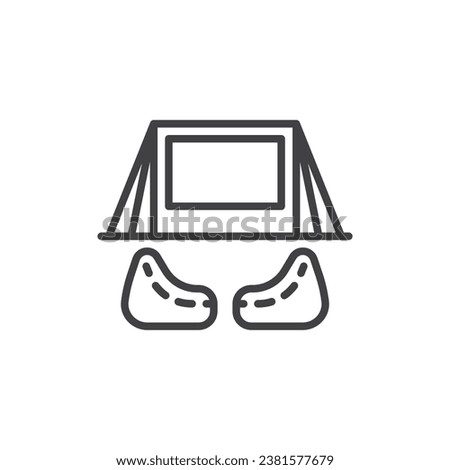 Outdoor Cinema line icon. linear style sign for mobile concept and web design. Open air cinema with bean bag outline vector icon. Symbol, logo illustration. Vector graphics